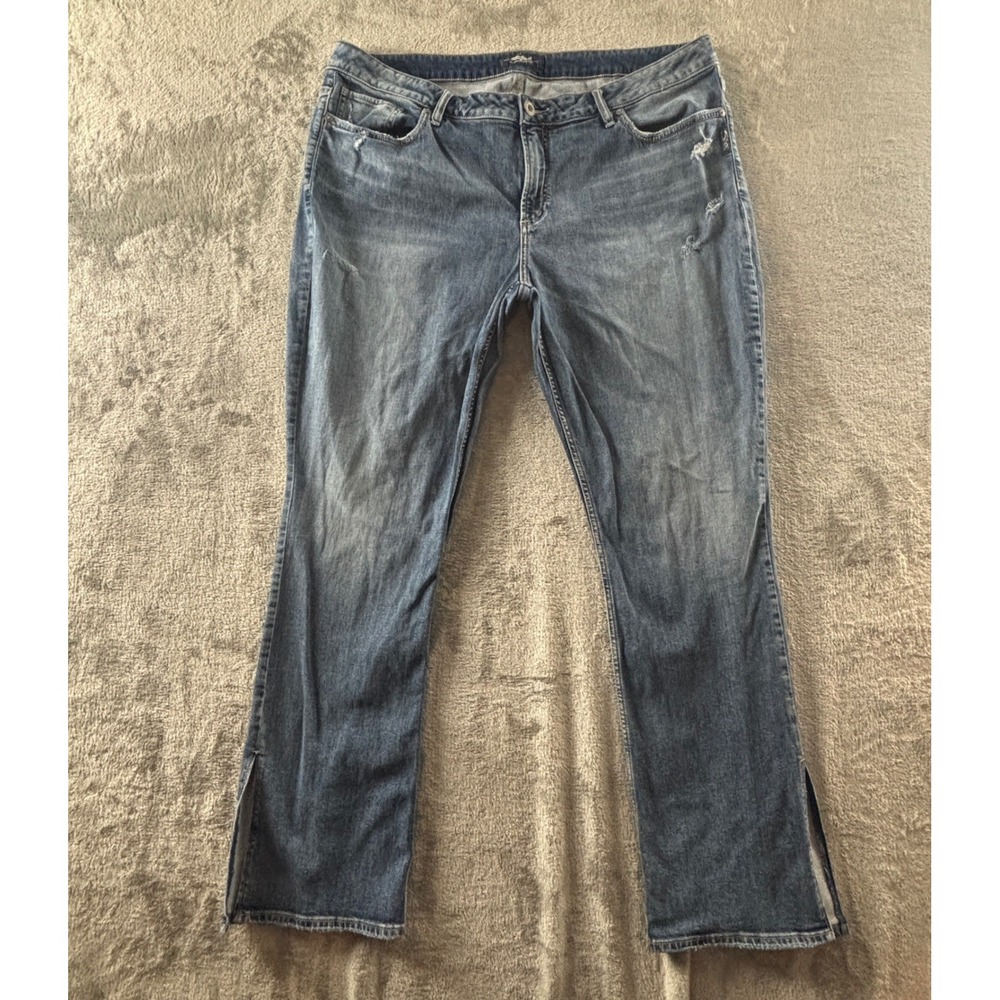 Silver Jeans Avery Slim Boot Jeans Womens 24 Curvy Fit High Rise Side Slit Hem